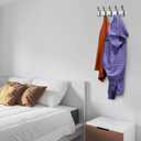 Coat Rack Wall Mount with 5 Tri Hooks, Stainless Steel 16 Inch White & Black Matte Finish, Heavy Duty Wall Mounted Hook Rack for Coats, Hats, Towels, Scarfs, Robes, Bags, Entryway & Bathroom, 2 Pack