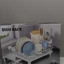 MOUKABAL Dish Drying Rack - Stainless Steel Dish Rack, Dish Racks for Kitchen Counter, Drying Rack Kitchen with Removable Utensil Holder, Drainboard and Glass Organizer (Grey)