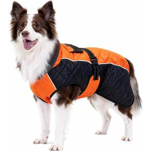 Dog Coat Dogs Jacket Waterproof Reflective Adjustable Dog-Winter Coats for Small Dogs Dachshund Coat-(Orange, Small)