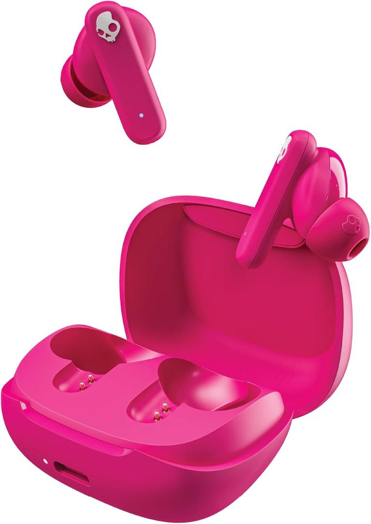 Skullcandy Smokin Buds Wireless Earbuds, Bluetooth Headphones, Noise Isolating Fit, Up to 20 Hours Battery, IPX4 Sweat and Water Resistant, Microphone for iPhone Android - Pink