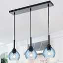 3-Pack Blue Ripple Glass Globe Cover for Ceiling Fixture Replacement, E26 Base 1-5/8 Inch Fitter, Globe Cover for Ceiling Wall Fixtures Lamp Posts or Streetlights, 5.9 inches