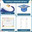 Kindergarten graduation cap and gown with 2026 Tassel, Certificate for Toddler Children (27"-33") (Blue)