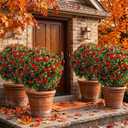 Lunmon 4 Pack 24 Inch Artificial Topiary Trees Outdoor, Red