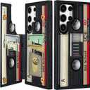 Shorogyt for Samsung Galaxy S22 Ultra Wallet Case with Card Holder - Designer Cassette Tape Pattern Kickstand Magnetic Clasp Back Flip Folio Leather Phone Cases for S22 Ultra for Women Men Girls