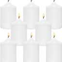 Small Unscented White Pillar Candles, 24 Hour 2x3 Inch Dripless Tapered Column Candles for Home Party Holidays, Set of 8