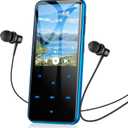 AGPTEK 64GB MP3 Player with Bluetooth, M3 2.4 inch Music Player with Speaker and FM Radio, Touch Buttons, Supports Up to 128GB (Blue)