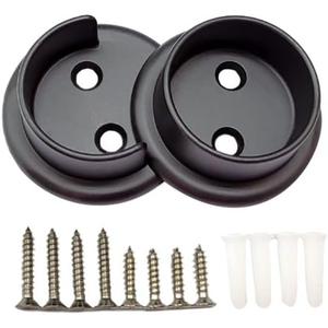 QCAA Heavy Duty Solid Metal Closet Rod Socket Set, 1-3/8'', Matte Black, 1 Pair, Made In Taiwan
