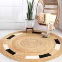 JONATHAN Y Porto Jute Circle Natural/Cream/Black 4' Round Indoor Area Rug, Cottage, Geometric, Easy-Cleaning for Living Room, Bedroom, Kitchen, Pet Friendly, Non-Shedding (RNF106A-4R)