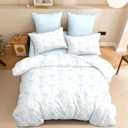 Bow Twin Comforter Set - Light Blue Bow Quilt Bedding Set 2 Pieces, Comforter Set Twin Size, Soft & Lightweight Comforter(68 x 90) for Girl All Season & 1 Pillow Case(30x20)