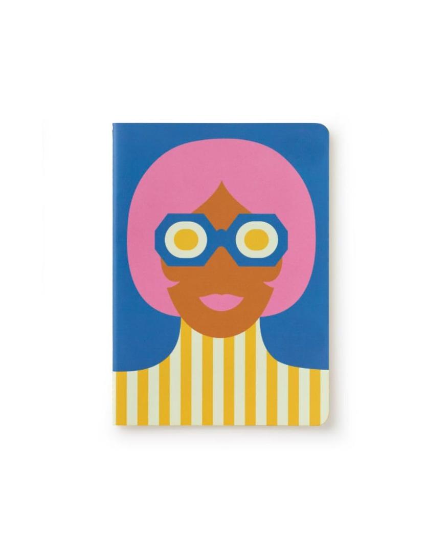 3 x Olimpia Zagnoli Blue Small Sewn Lined Notebook