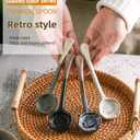 4-Pack - Ceramic Vintage Afternoon Tea, Coffee Whisk, Handmade Spoon, Long-Handle Coffee Scoop, tea scoop for loose tea, Size 5.9 * 1.5in(15 * 4cm)