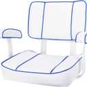 Boat Seat, Boat Fishing Chair Made of Super Soft Microfiber Leather, Waterproof and Durable, Suitable for Yachts, Pontoons, Easy to Install (white+blue)