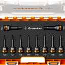 Crosstar 10-Piece Impact Torx Bit Socket Set(T25~T70), 1/2" Drive Cr-Mo Steel, Long High Impact Star Sockets for Automotive & Heavy-Duty Use, Professional Mechanic Tools with Transparent Case (Full Size)