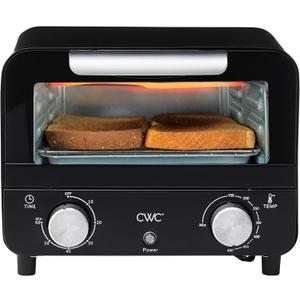 COOK WITH COLOR Mini Toaster Oven: 600W Power, Precision Timer, Auto Shutoff, and Culinary Delights Up To 450 Degrees, Black (10.25"x10"x8.25")
