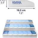 KMINA Extra Large Pill Organizer 3 Times a Day, Weekly Medicine, 7 Day Pills Box Case with Push Button for Big Vitamin Supplements, Patented, Made in Europe