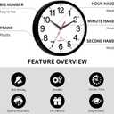 Rohioue Atomic Wall Clock, Modern 14 Inch Battery Operated Wall Clocks, Analog Clock for Living Room, Office, Home, Bedroom, Kitchen, Bathroom(Black)
