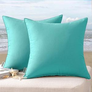 MIULEE Pack of 2 Decorative Outdoor Waterproof Pillow Covers Square Garden Cushion Sham Throw Pillowcase Shell for Spring Patio Tent Couch 20x20 Inch Light Green (20" x 20" (Pack of 2))