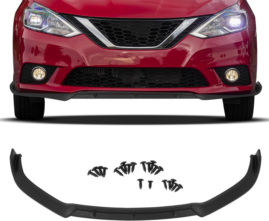 SCITOO Front Lip Spoiler Fits for 2013-2015 for Nissan for Sentra | Matte Black, Simple Design, Easy Installation, Adds Sporty Front Styling.