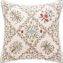 ISAENNE Design Linen Throw Pillow Covers 18"x18", Square Farmhouse Cushion Covers with Red Pink Yellow Watercolor Wildflower Pattern Decor Pillowcases for Bed,Living Room,Outdoor,Car