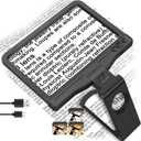 30X 6X Rechargeable Magnifying Glass for Reading, Large Full Page Magnifier with Folding Stand, 3 Color Light Modes, Dimmable LED Lighted, Hands Free Book Magnifier for Fine Prints Low Vision Seniors