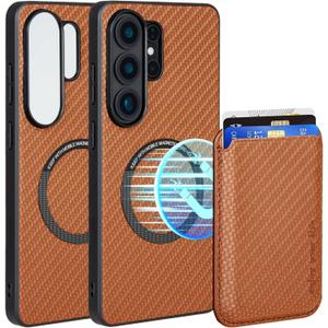 Designed for Samsung S26 Ultra Case, Samsung S26 Ultra Case Wallet Compatible with MagSafe, PU Samsung S26 Ultra Case with Card Holder for Women Men, Anti-Slip & Shock Absorption(Orange)