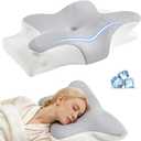 Ergo Cervical Neck Pillow for Deep Sleep Ergonomic Neck Pain Relief Pillow, Orthopedic Contour Memory Foam Support, Odorless, Cooling Breathable Pillowcase, Promotes a Healthy Sleep Position
