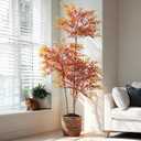 Faux Bamboo Plant Artificial Nandina Tree 5.5FT Artificial Plants Realistic 90% Better Coverage Faux Plant Bamboo Plants Faux Floor Plant in Pot for Home & Office Decor (Red, 5.5ft)