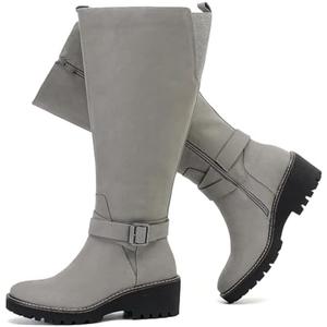 Luoika Women's Extra Wide Calf Knee High Boots, Wide Width Slouchy Knee-High Boots, 7
