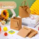 Sherr 100 Pcs Mini Gift Bags Bulk, 4 x 2.75 x 4.5 in Paper Bag with Tag, Extra Small Paper Gift Boxes with Handles for Birthday, Party Favor, Wedding, Small Business, Spring Easter(Brown)
