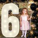 4FT Marquee Light Up Numbers Pre-Cut Frame Giant Marquee Numbers 6, Mosaic Number for Balloons, 6th Sweet 16 Birthday Decorations, 60th Anniversary 2026 Graduation Decorations, Party Decor