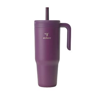 REDUCE Chiller Vacuum Insulated 40 oz Tumbler with Spill-Proof Silicone Straw - Sustainable Tritan Renew Lid with Water Intake Markers - Soft Sit Base Travel Mug - Dishwasher Safe - Midnight Plum