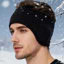 Fleece Ear Warmers for Men Women - Winter Headband Ear Muffs for Running, Cycling, Skiing, Cold Weather Ear Covers（Black）