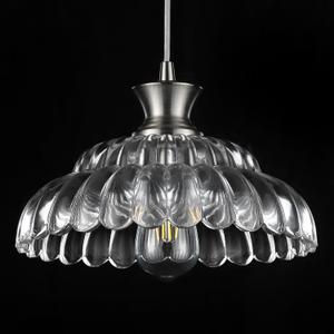 Modern Glass Pendant Lights Kitchen Island, 11.8" Glass Light Fixtures Brushed Chrome Flower Vintage Lighting Glass Ceiling Chandelier for Dining Living Room Restaurant Bedroom Foyer Entryway (12in/1PC, Transparent/Nickel)