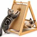 Cat Scratcher Bed for Indoor Cats, Wooden Sisal Cat Scratching Post with Hanging Ball Toy, Cat Lounge Bed for Kittens & Adult Cats