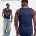 Flafens Tank Tops Men Summer - Sleeveless Shirts Workout Gym Cotton Tank Shirts Graphic Loose Fit Running Sports Casual (Blue, XL)