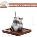 Lionpower Incense Holder for Sticks with Burner & Ash Catcher - Resin Panda, Wooden Tray, 10 Incense Sticks for Meditation Yoga Spa, Cute Home Decor Room Accessories (Panda)