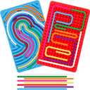 2pcs Sensory Activity Board, Double-Sided Silicone Fidget Toys for Kids 3+ & Adults, Sensory Toys for Anxiety, ADHD, Autism, Calming, Includes Travel Bag & 20 Strings, Red & Blue