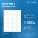 OnlineLabels 2" Round Labels Permanent Adhesive, White Matte for Jar Lids, Product Packaging, & Favors for Inkjet & Laser Printers Pack of 2,000 Labels, 100 Sheets OL5375WX