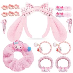 Cute hair accessory set Cute headbandVarious Styles of hair clips, hair cords, Hair TiesPlush hair looppink