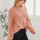 Sovoyontee Women's 2025 Fall Oversized Crewneck Long Puff Sleeve Chunky Knit Pullover Sweater Tops (XL)