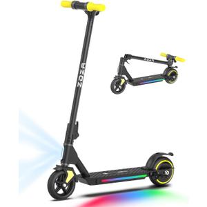 ZK01 Electric Scooter for Kids Ages 6-12, 5/7.5/10 MPH Speeds, 130W Motor, Double Brake, LED Display & Colorful Lights,Foldable Electric Scooter,Ideal Gift for Kids(Riders 3.9-5.2 ft)