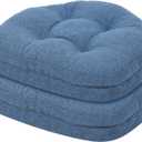 baibu Kitchen Chair Cushions Set of 2, Dual-Layer Patented Design Memory Foam Windsor Seat Pads, Dining Chair Cushions with Ties & Washable Cover, 17x 15.5 x 3.5in, 2 Pack, Blue