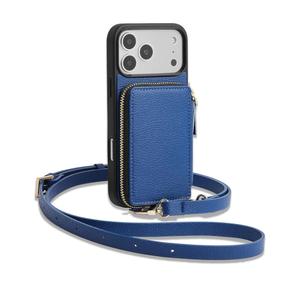 ZVE for iPhone 17 Pro Max Case Wallet, RFID Blocking Crossbody Leather Cover with Card Holder for 6.9" Blue