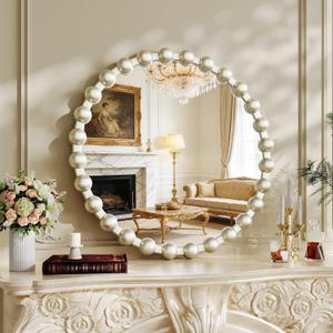 28 Inch Silver Round Mirror, Circle Wall Mirror Vanity