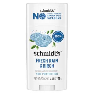 Schmidt's Aluminum-Free Vegan Deodorant Fresh Rain & Birch with 24 Hour Odor Protection, for Women and Men, Natural Ingredients, Cruelty-Free, 2.65 oz