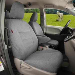 coverdream Sienna Car Seat Covers Custom Fit for 2011-2020 Toyota Sienna SE,LE,XLE,SE Premium,XLE Premium,8-Seater,Full Coverage,Airbag Compatible Polyester Auto Seat Protector (Full Set,Gray)