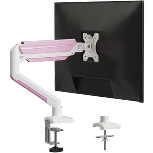 suptek Monitor Mount Stand, Single Gas Spring Monitor Arm Desk Mount Fits 13-32 Inch inch Monitors Weight Capacity up to 9 kg(MD01AWP) (Pink)