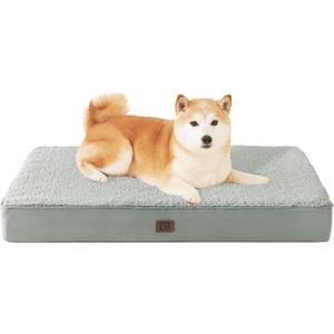 EHEYCIGA Orthopedic Dog Beds for Large Dogs with Removable Washable Cover for Crate, Greyish Green, 35x23 