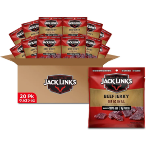 Jack Link's Beef Jerky Multipack - Original - Made with 100% Real Beef - Ready to Eat Real Meat Protein Snacks - 7g Protein per Serving - 0.625 oz Bags (20 Pack) BB Date Not Found 