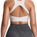 Aoxjox Women's Workout Sports Bras High Impact Fitness Backless Padded Training Gym Khloe Bra Yoga Crop Tank Top (White, Small)